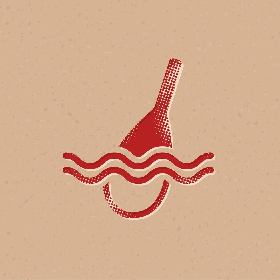 Fishing float halftone style icon with grunge background vector illustration