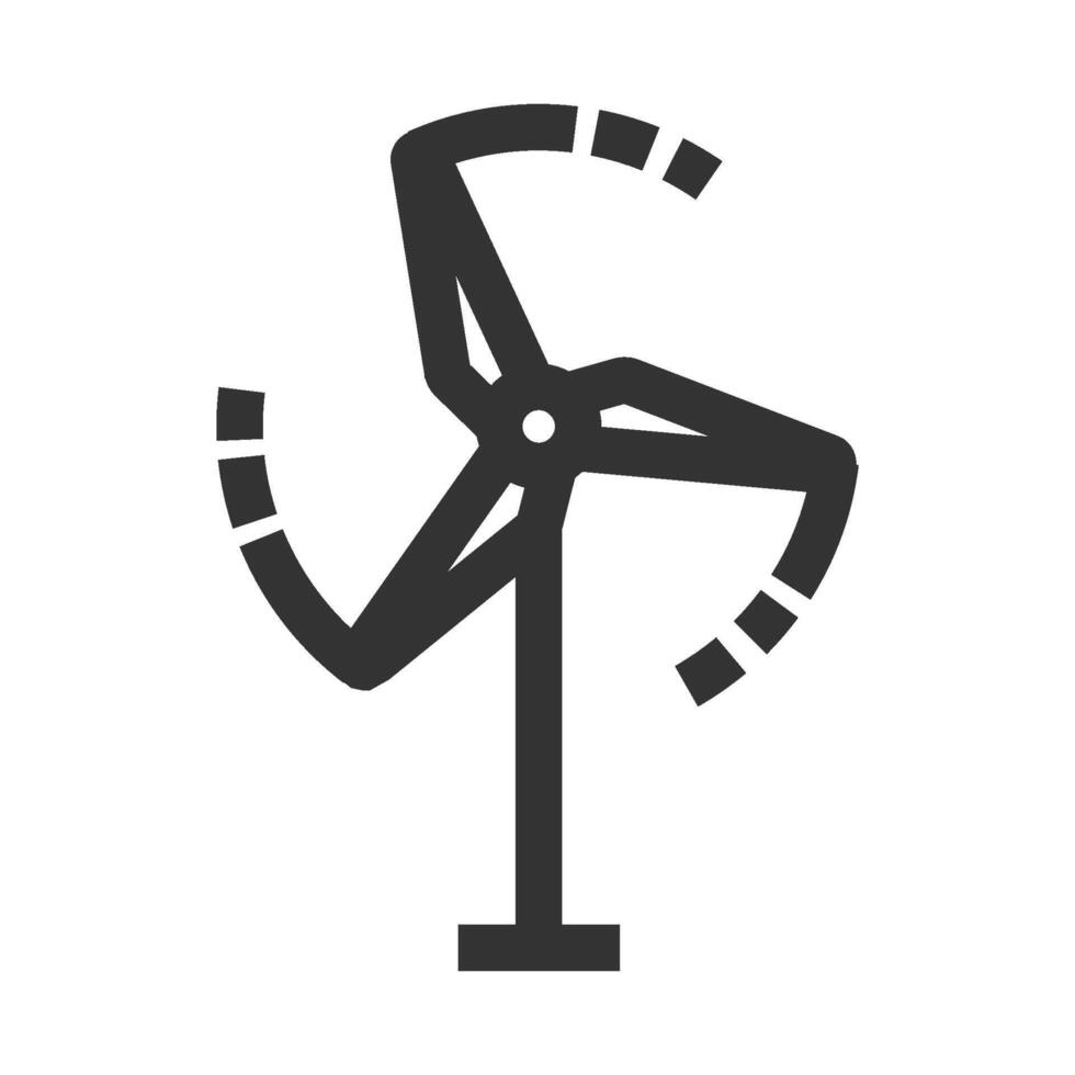 viento turbina icono en grueso contorno estilo. negro y blanco monocromo vector ilustración.