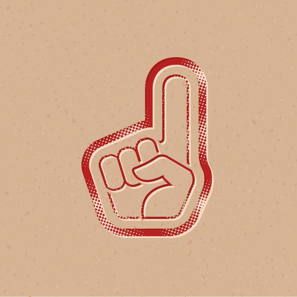 Foam glove halftone style icon with grunge background vector illustration