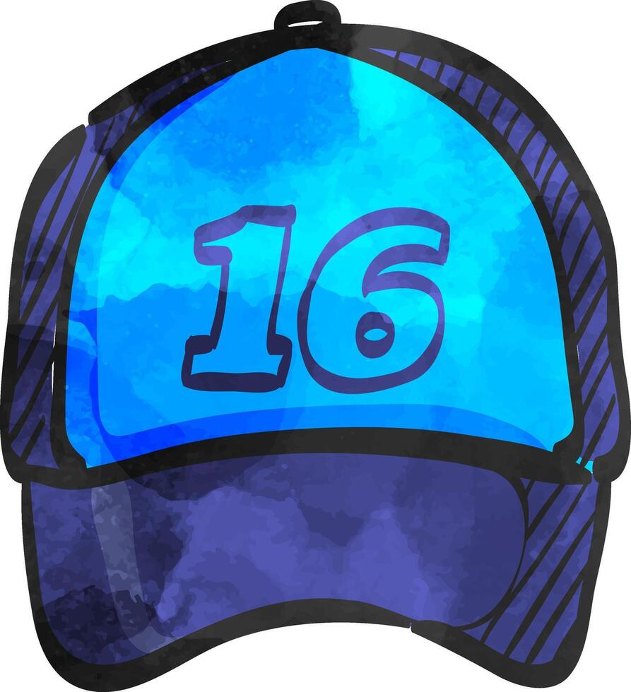 Sport hat icon in watercolor style. vector