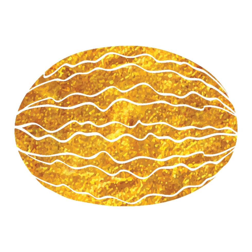 Hand drawn Water melon icon in gold foil texture vector illustration