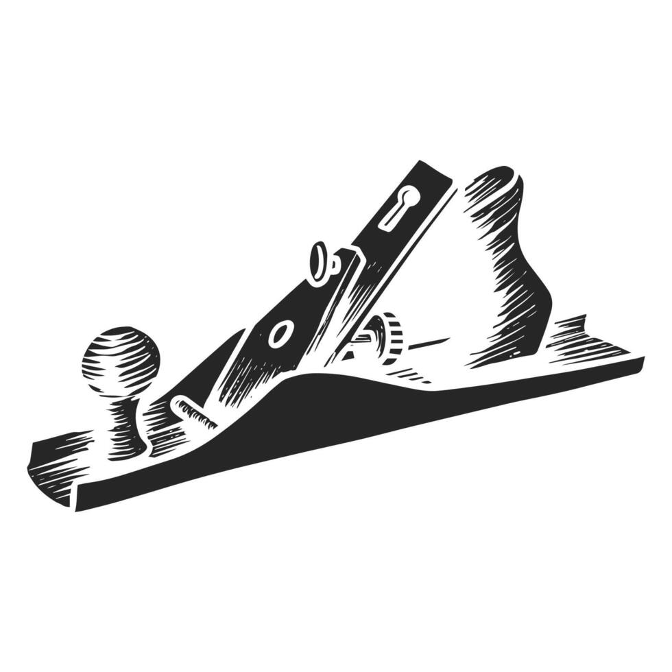 Hand drawn hand plane icon woodworking tool vector illustration