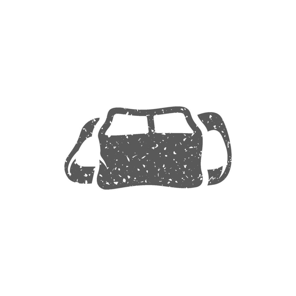 Camera bag icon in grunge texture vector illustration