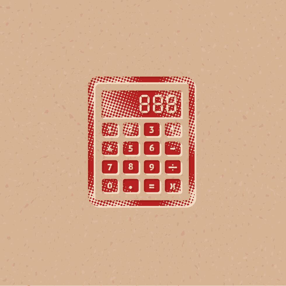 Calculator halftone style icon with grunge background vector illustration