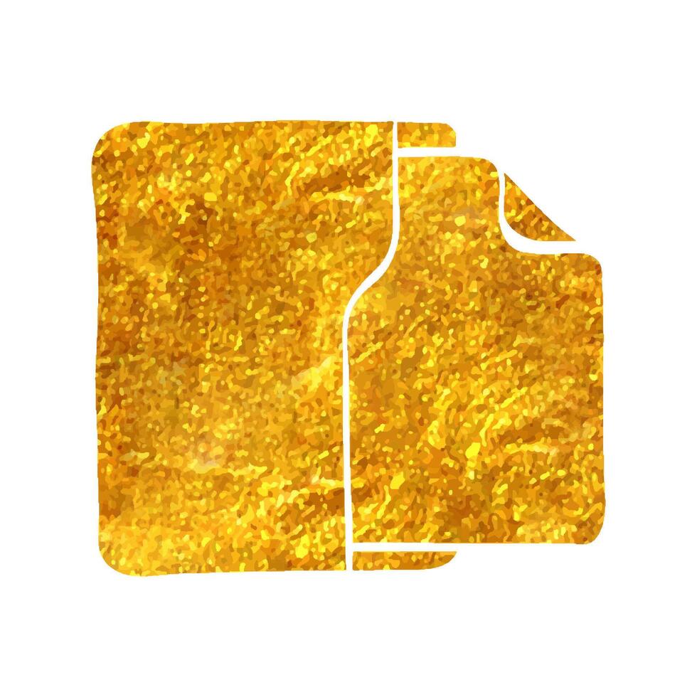 Hand drawn Office folder icon in gold foil texture vector illustration