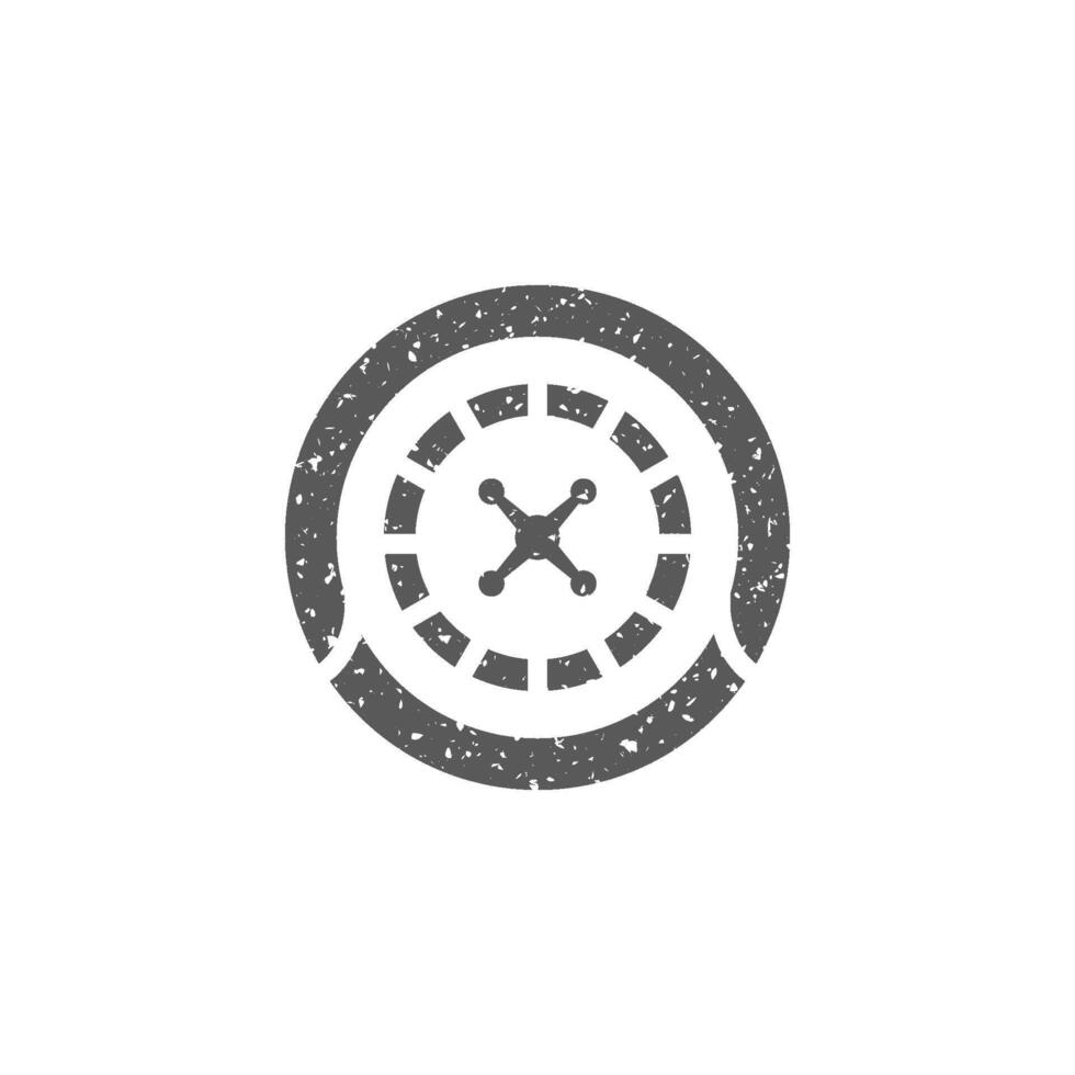 Roulette table icon in grunge texture vector illustration