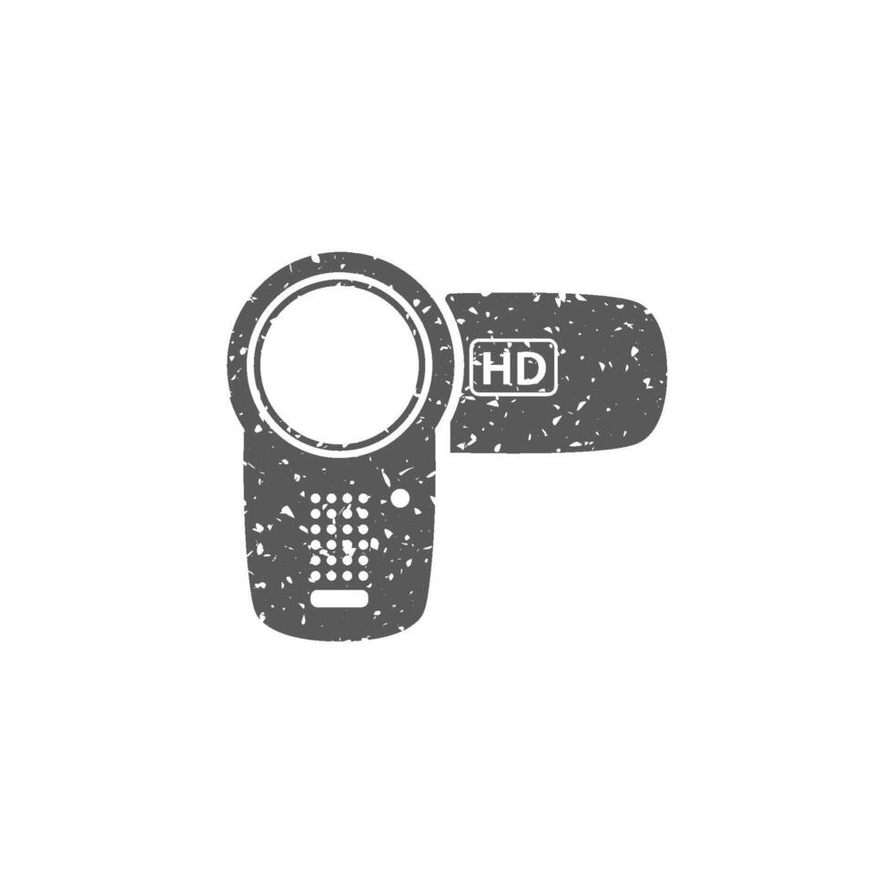 Camcorder icon in grunge texture vector illustration