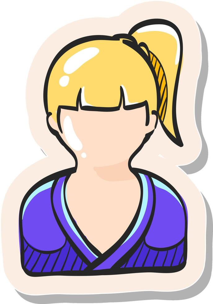 Hand drawn Woman spa client icon in sticker style vector illustration