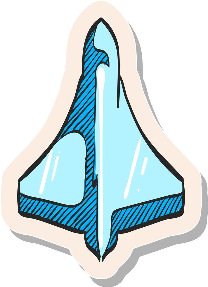 Hand drawn sticker style icon Supersonic airplane vector