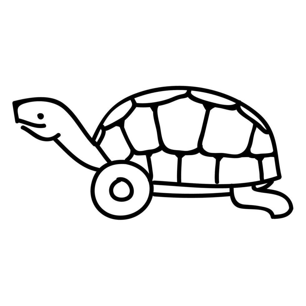 Injured tortoise leg icon. Hand drawn vector illustration. Editable line stroke.