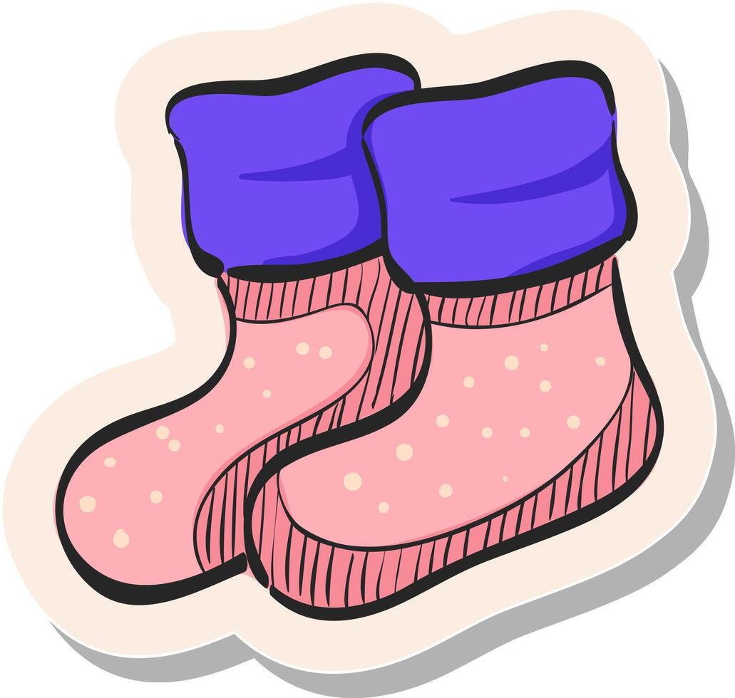 Hand drawn Winter sock icon in doodle sketch lines vector illustration