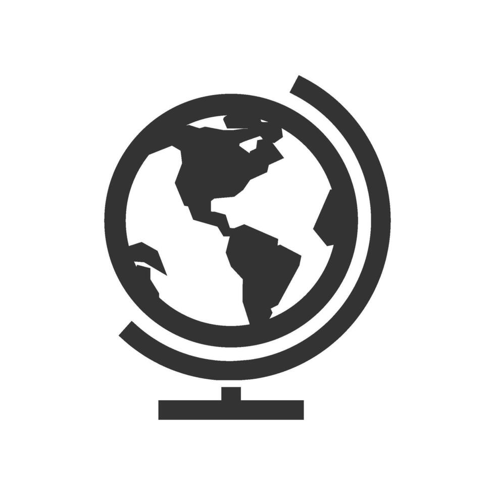 Globe icon in thick outline style. Black and white monochrome vector illustration.