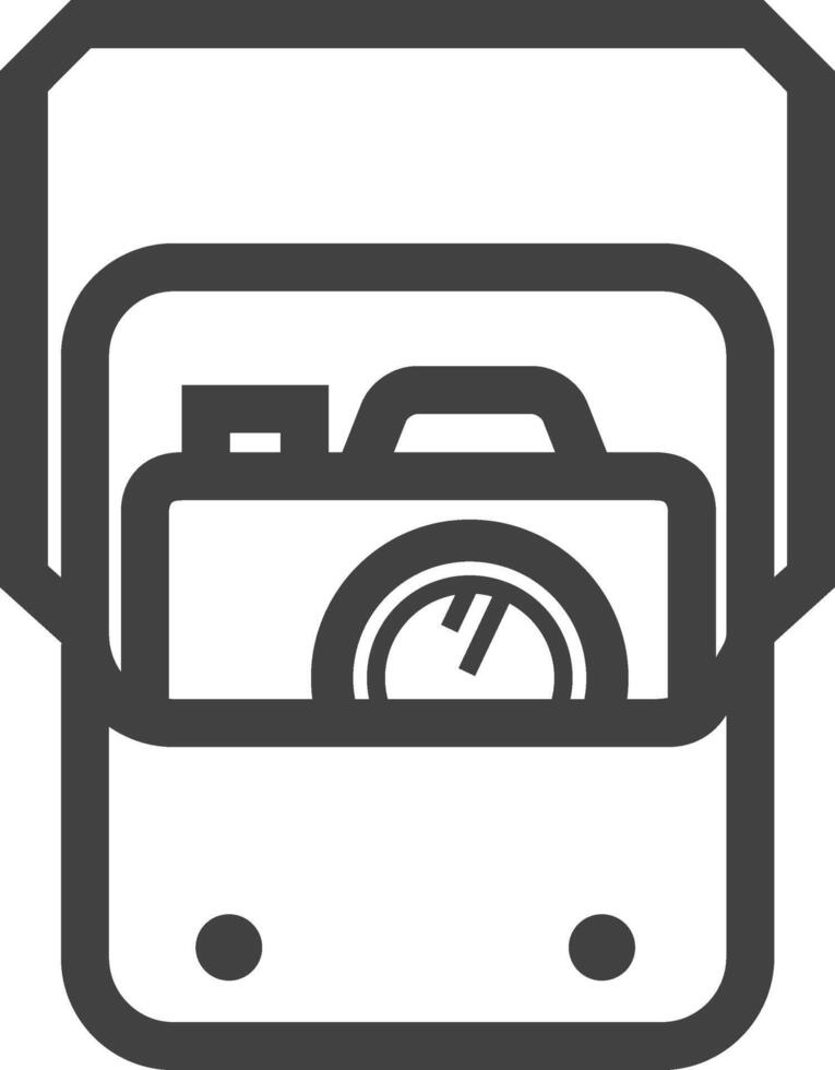 Camera bag icon in thick outline style. Black and white monochrome vector illustration.