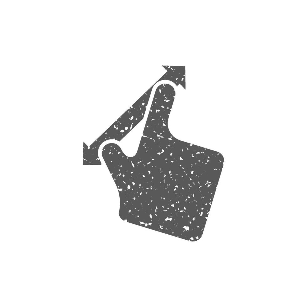 Finger gesture icon in grunge texture vector illustration