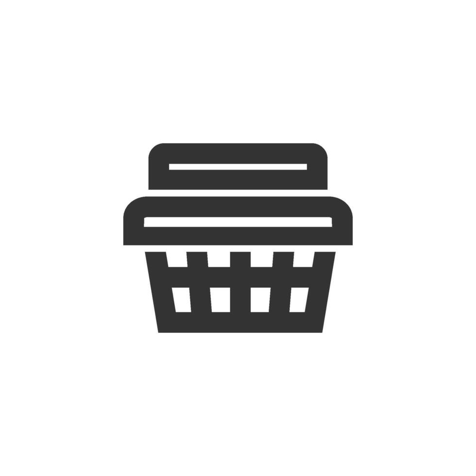 Clothes basket icon in thick outline style. Black and white monochrome vector illustration.
