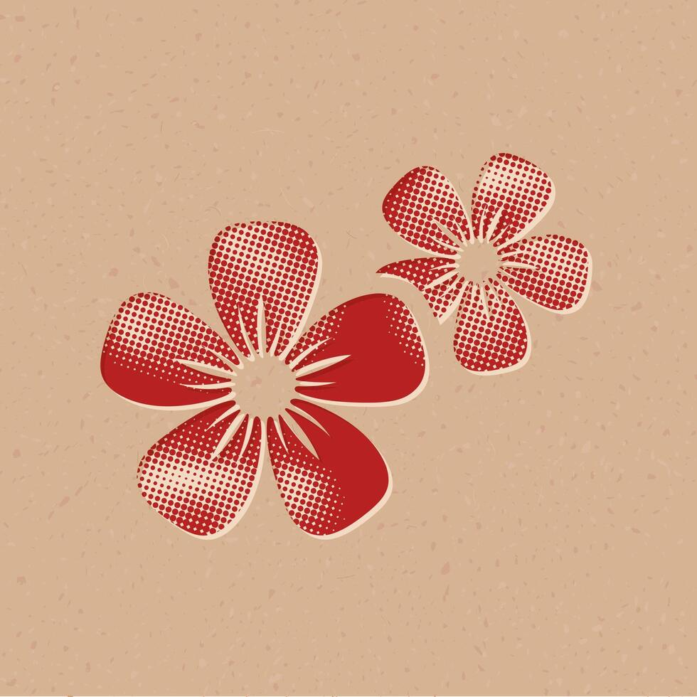 jazmín flores trama de semitonos estilo icono con grunge antecedentes vector ilustración