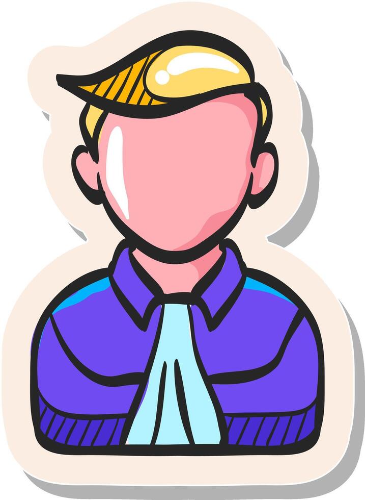 Hand drawn Judge avatar icon in sticker style vector illustration
