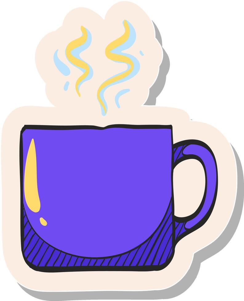 Hand drawn Coffee cup icon in sticker style vector illustration