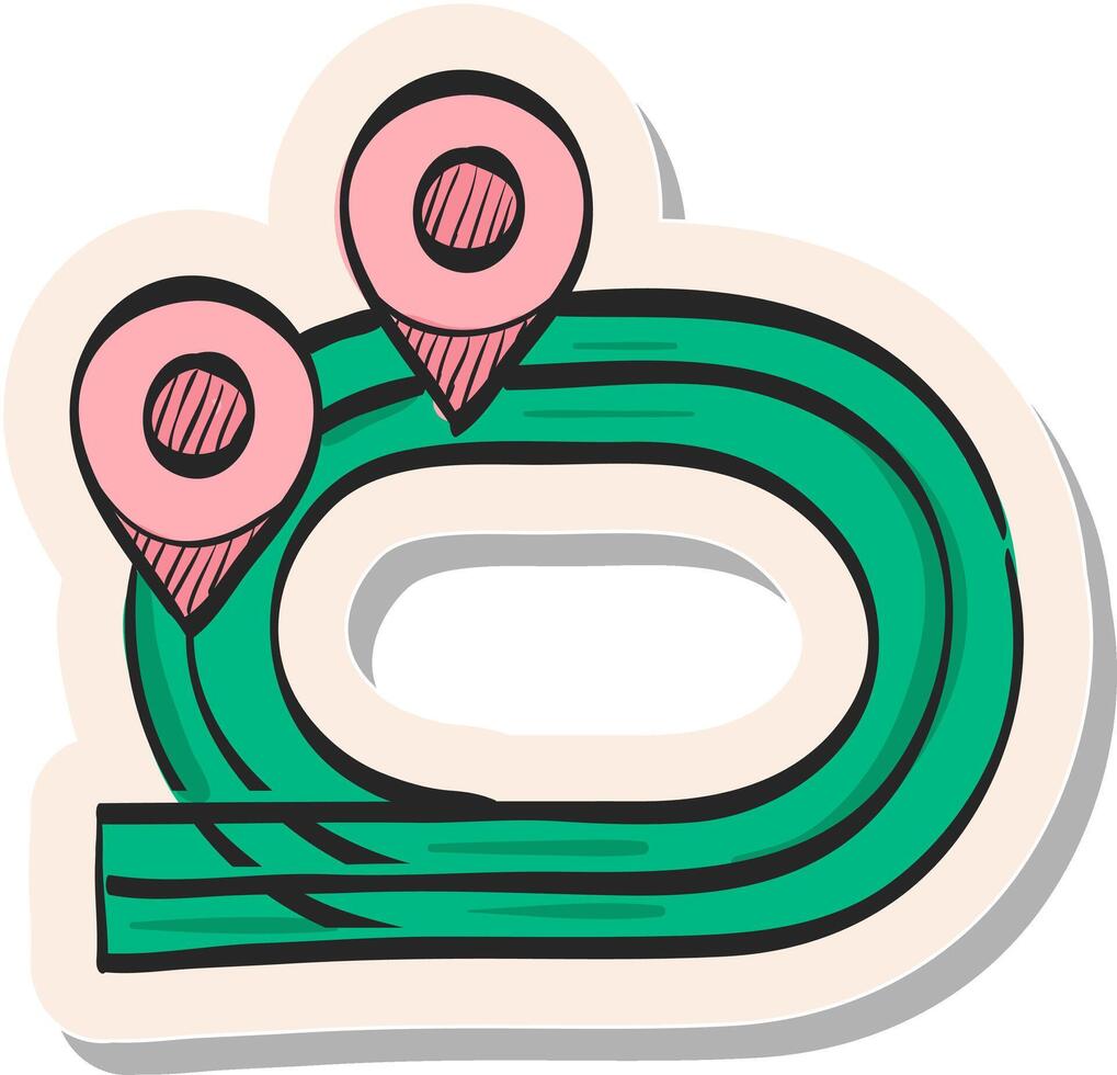 Hand drawn sticker style icon Sprinting field vector