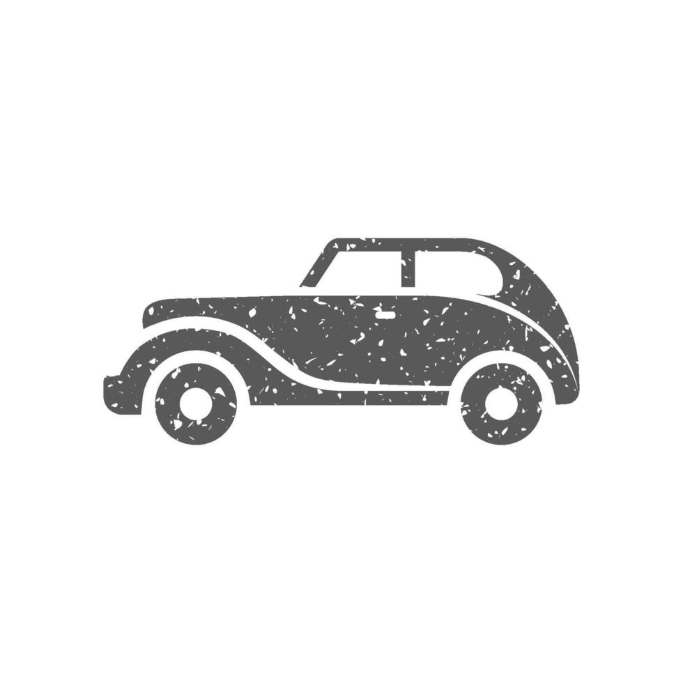 Clásico coche icono en grunge textura vector ilustración