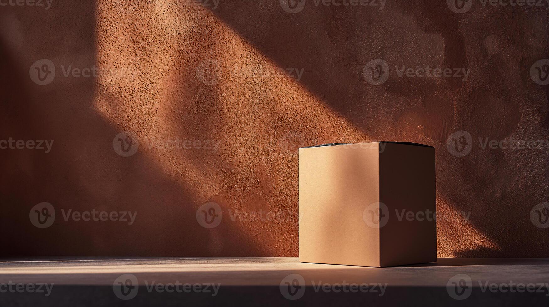 AI generated Ai generated. paper box stand mock up for product. Display empty packaging. photo