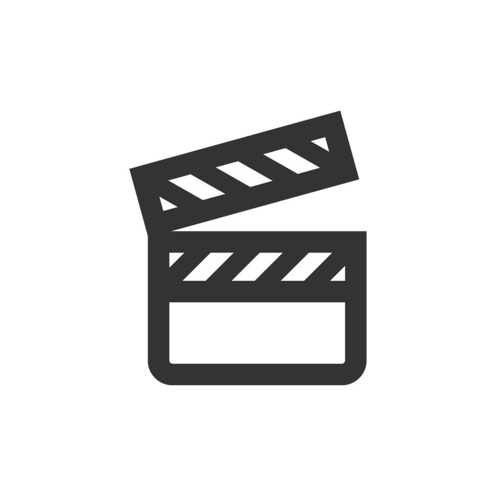 Cinema film icon in thick outline style. Black and white monochrome vector illustration.