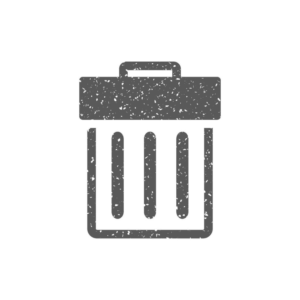 Trash bin icon in grunge texture vector illustration