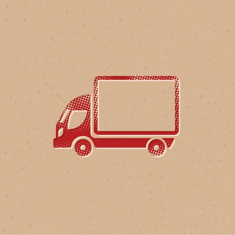 Truck halftone style icon with grunge background vector illustration