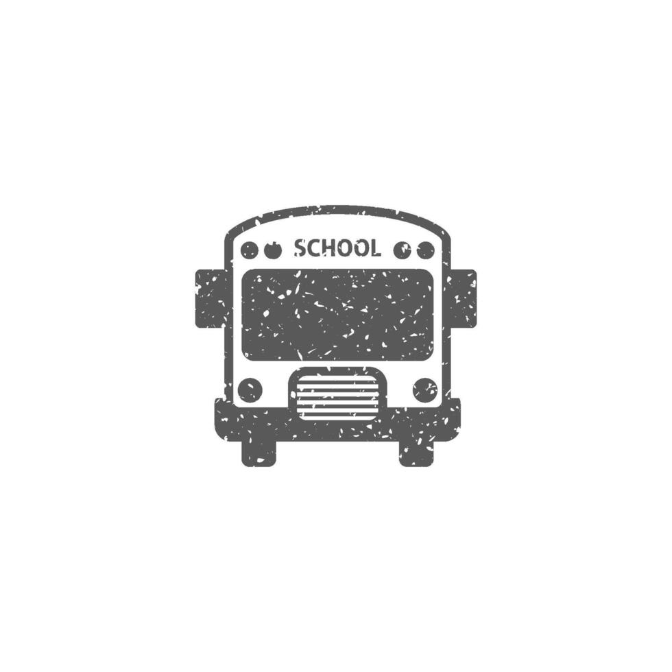 School bus icon in grunge texture vector illustration