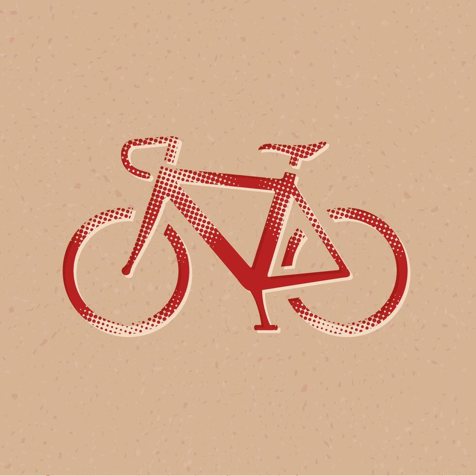 Road bicycle halftone style icon with grunge background vector illustration