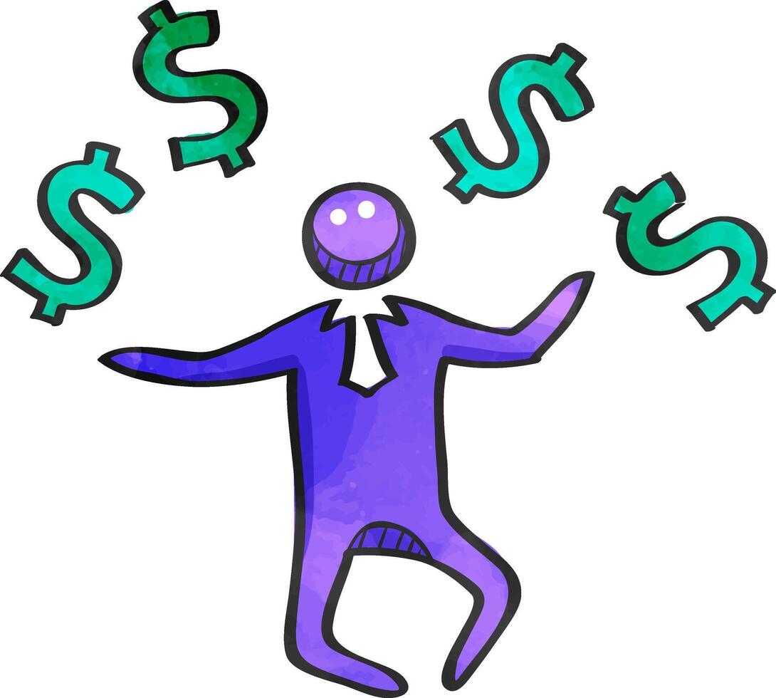 Businessman money icon in watercolor style. vector