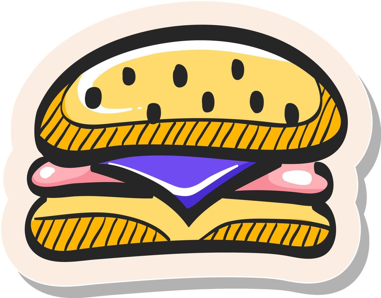 mano dibujado hamburguesa icono en pegatina estilo vector ilustración