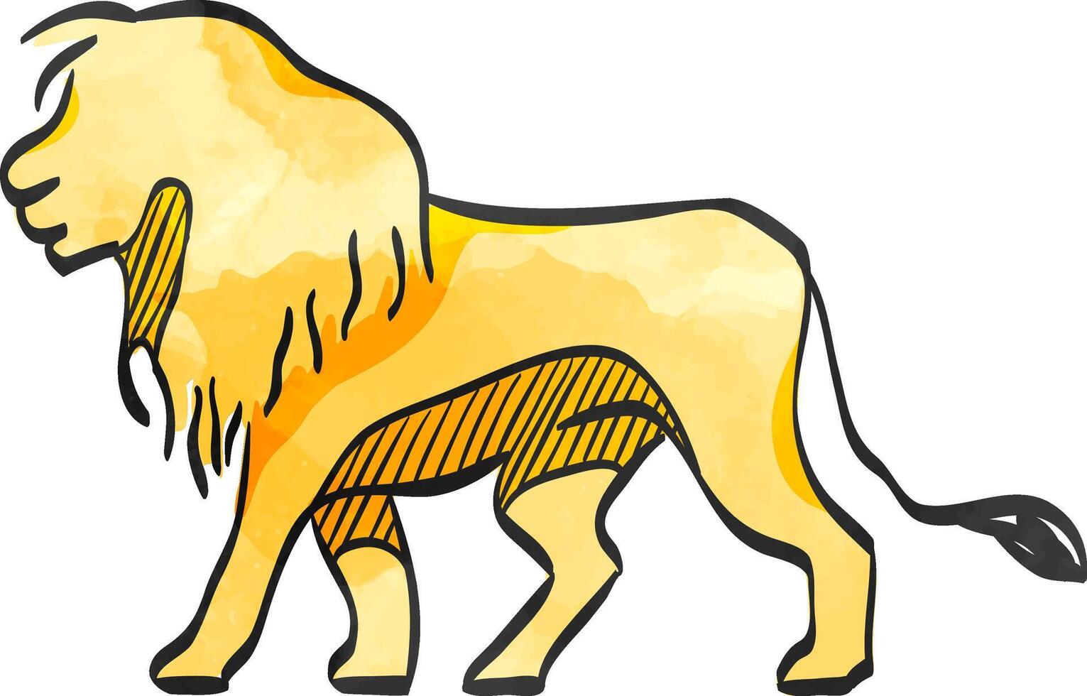 Lion icon in color drawing. Silhouette logo mammal carnivore jungle zoo safari vector