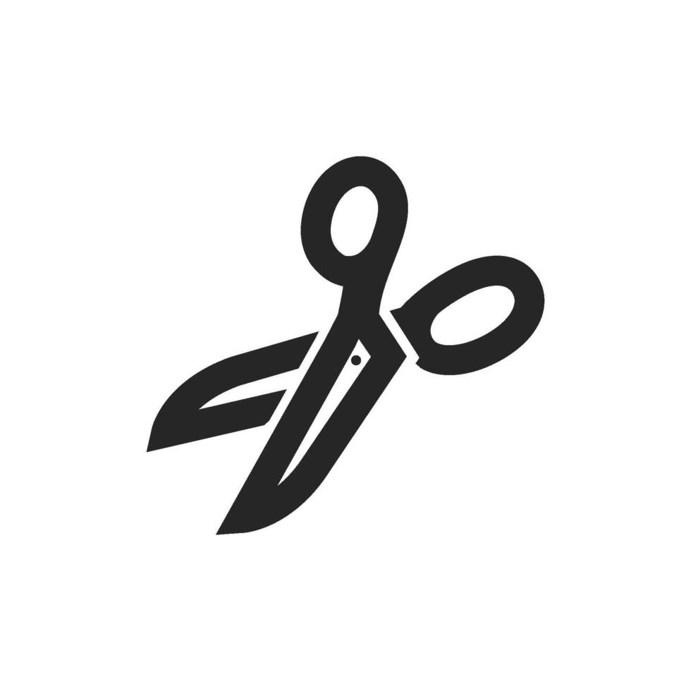 Scissor icon in thick outline style. Black and white monochrome vector illustration.