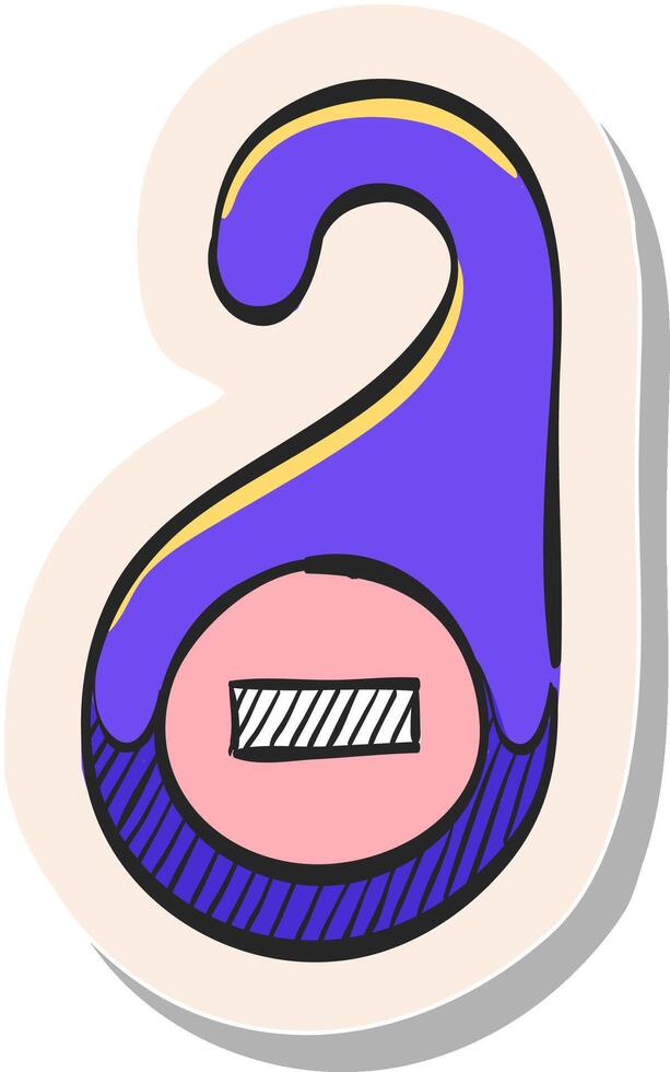 Hand drawn Door handle label icon in sticker style vector illustration