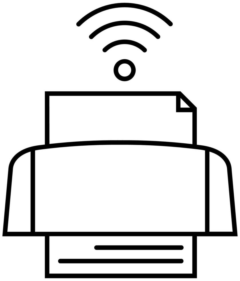Wireless printer icon in thin outline. vector