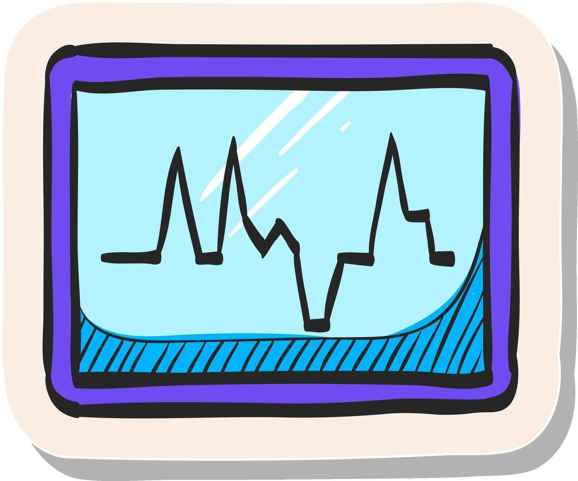 mano dibujado corazón Velocidad monitor icono en pegatina estilo vector ilustración