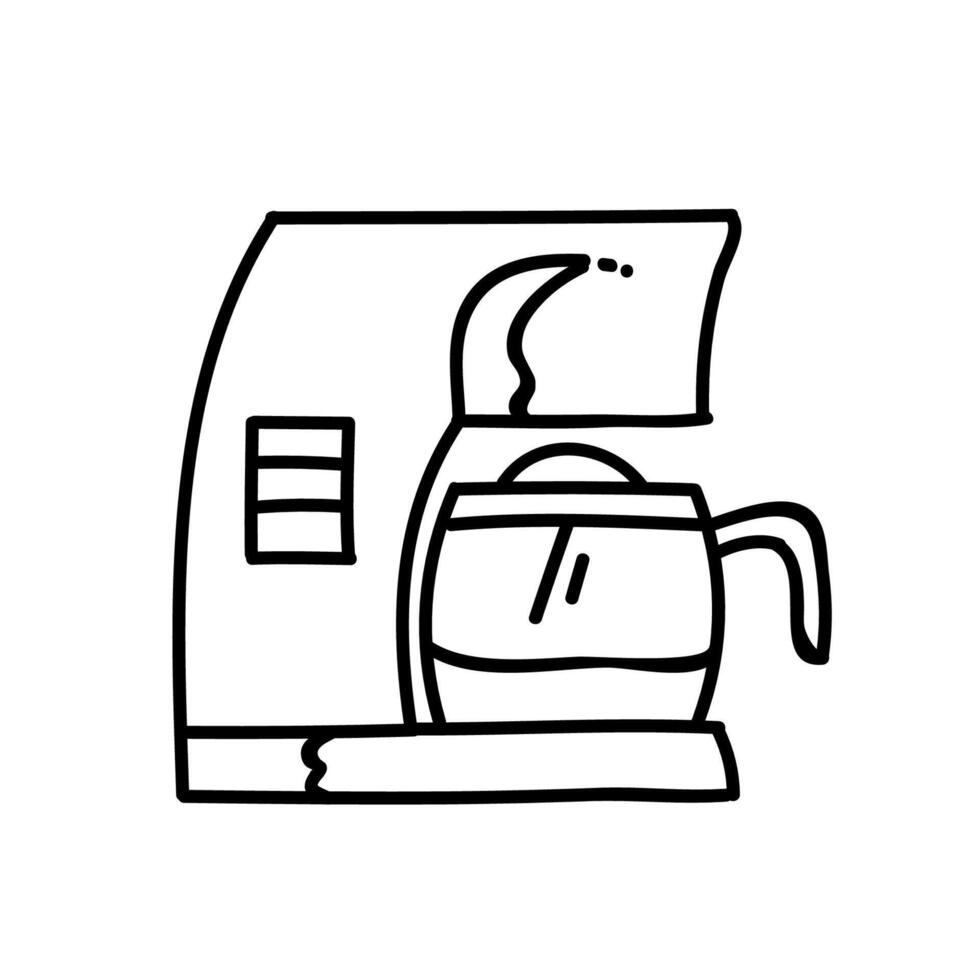 Coffee machine icon. Instant coffee brewing. Hand drawn vector illustration. Editable line stroke