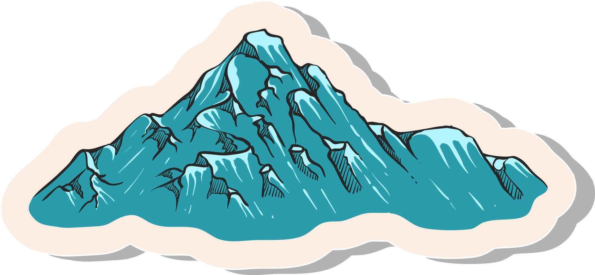 Hand drawn mountains in sticker style vector illustration