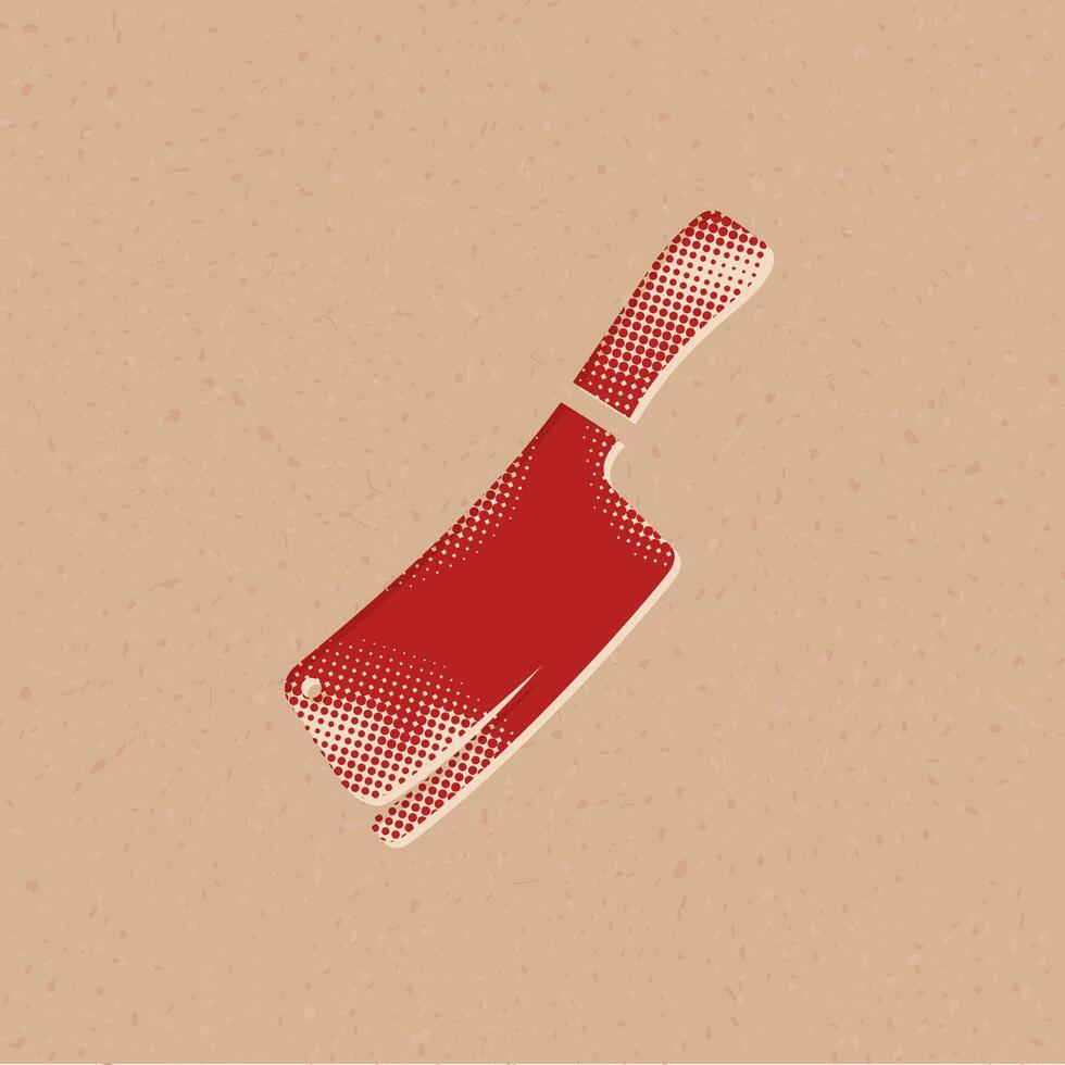Carnicero cuchillo trama de semitonos estilo icono con grunge antecedentes vector ilustración