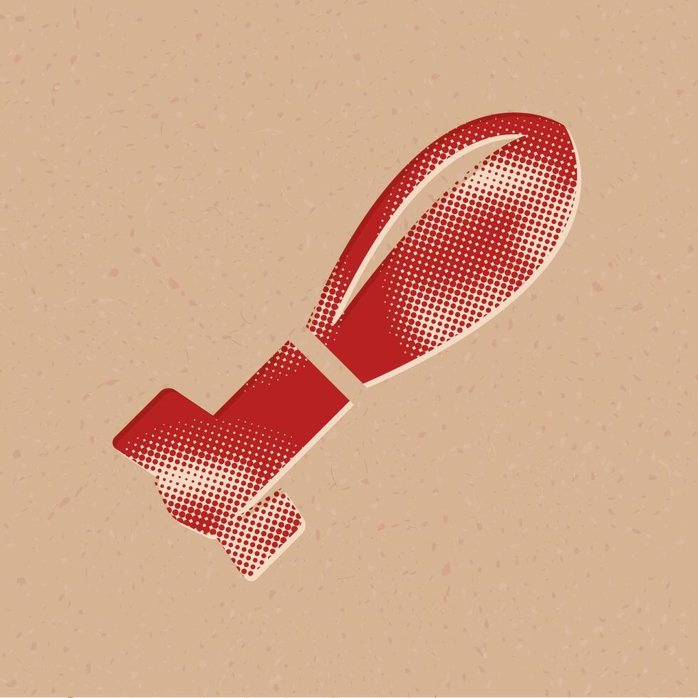 Mortar missile halftone style icon with grunge background vector illustration