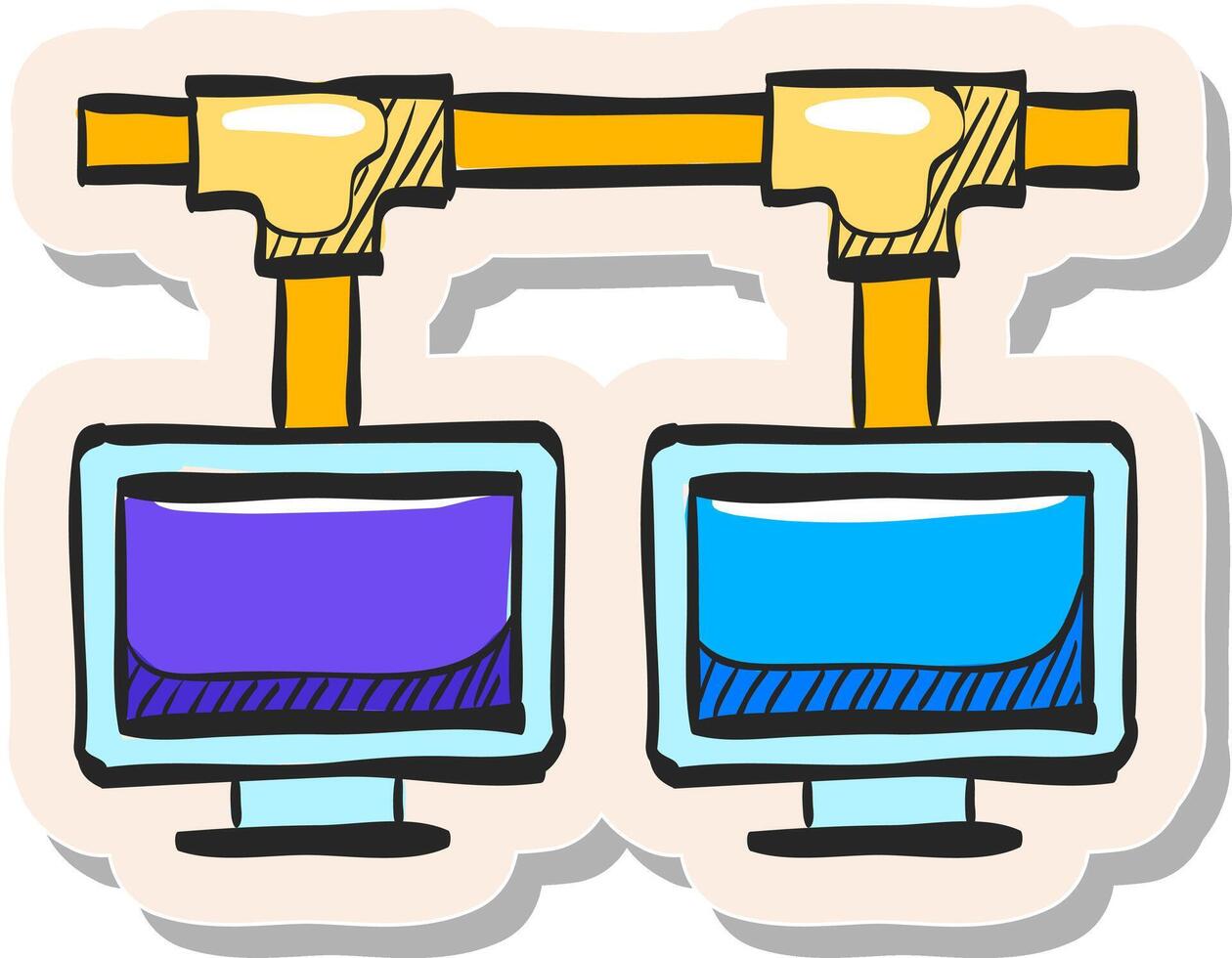 Hand drawn Local area network icon in sticker style vector illustration