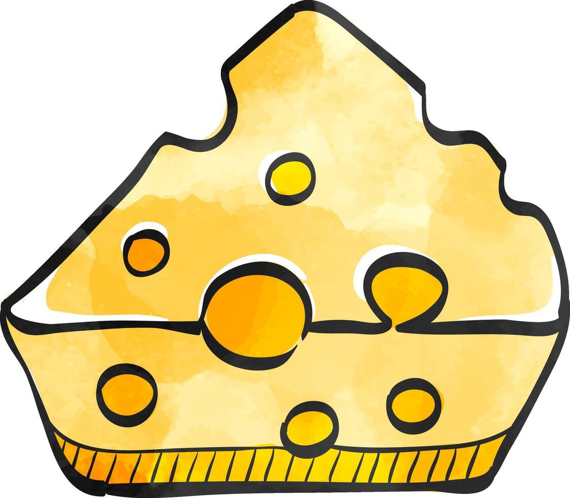 Cheese icon in color drawing. Food bakery ingredient healthy grocery camembert Cheddar gourmet vector