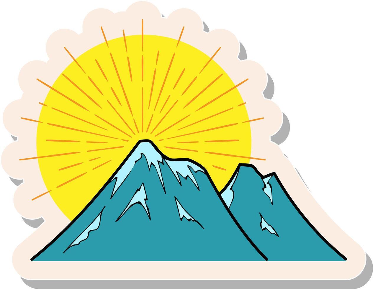 mano dibujado montañas en pegatina estilo vector ilustración