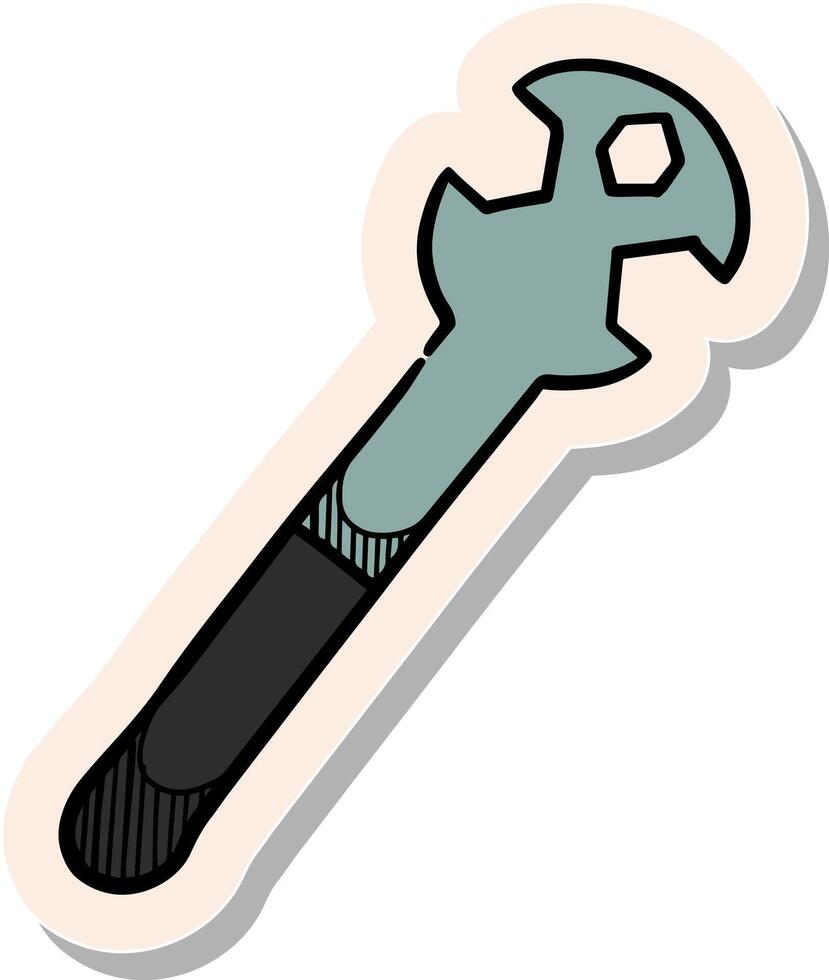 Hand drawn sticker style Bicycle spanner icon vector illustration