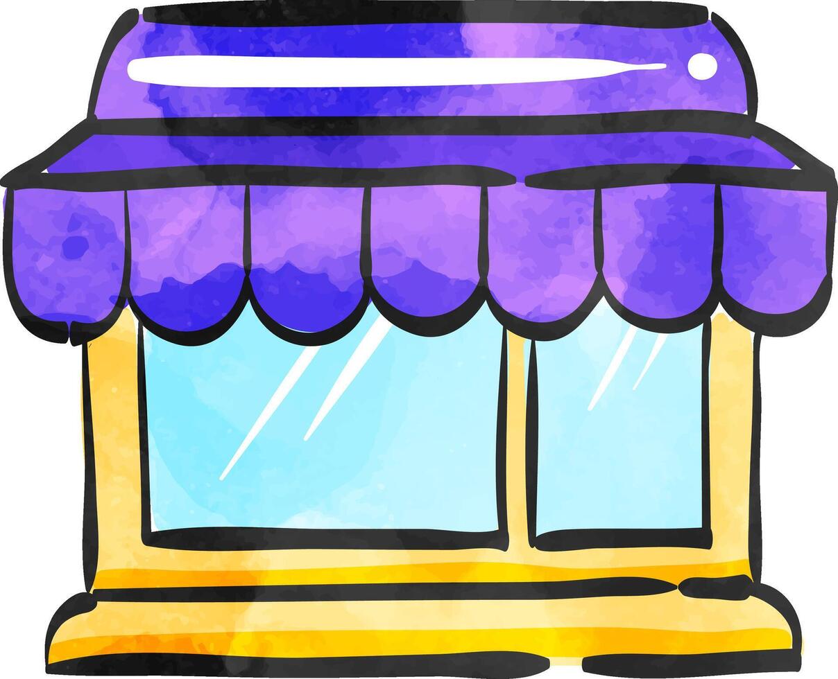Shop icon in watercolor style. vector