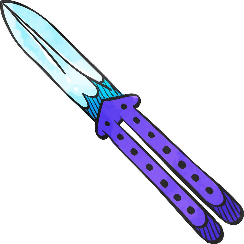 Knife icon in color drawing. Weapon assault battle danger dagger vector