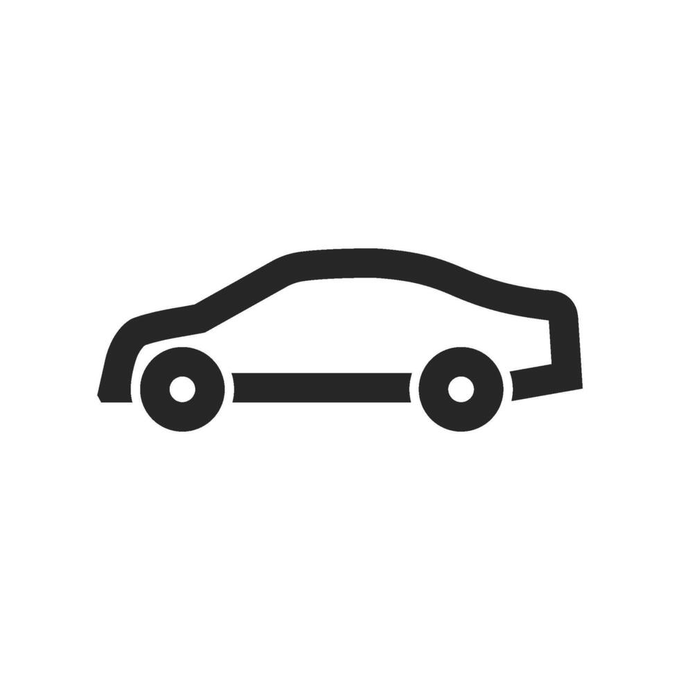 Car icon in thick outline style. Black and white monochrome vector illustration.