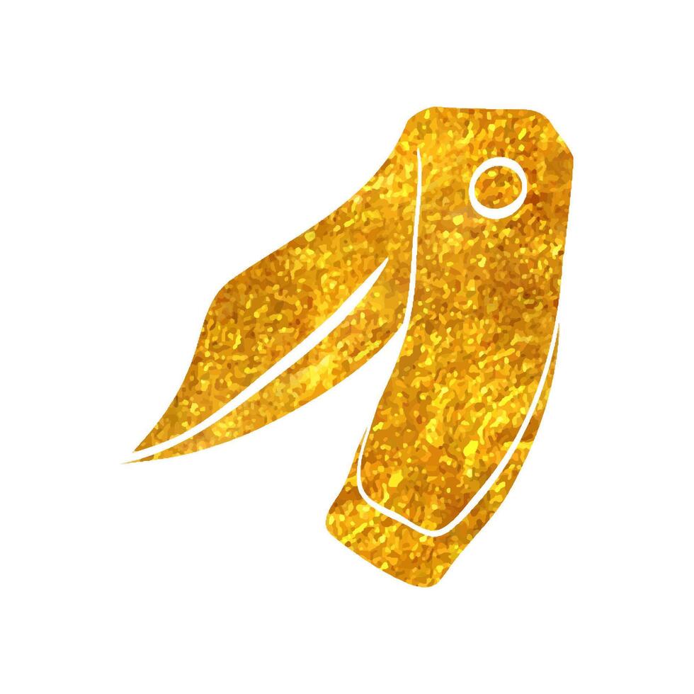 Hand drawn Knife icon in gold foil texture vector illustration