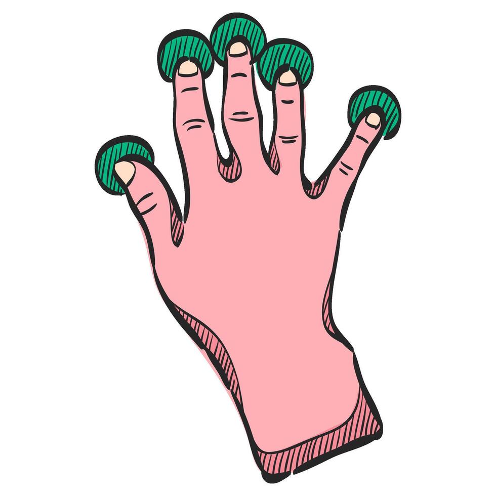 dedo gesto icono en mano dibujado color vector ilustración